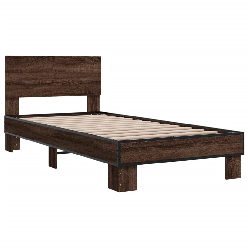 vidaXL Bed Frame without Mattress Brown Oak 90x200 cm