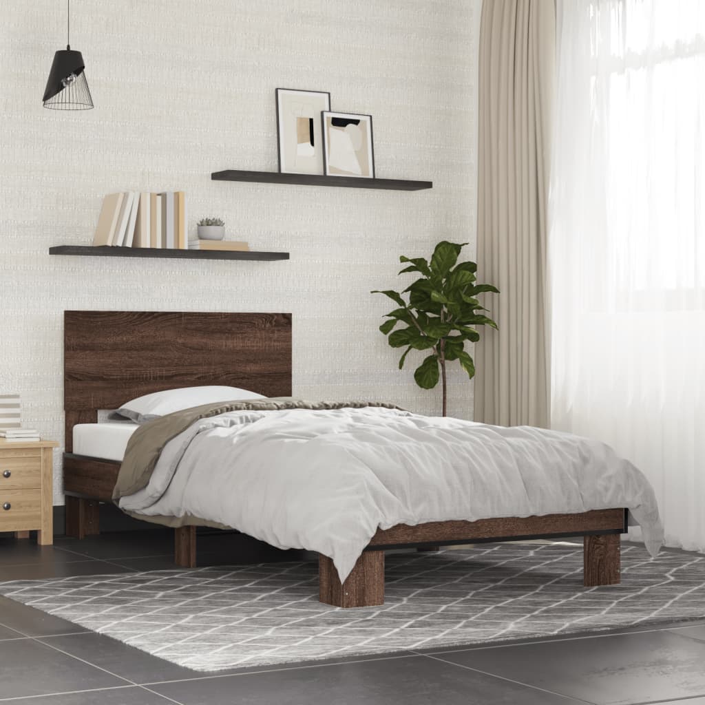 vidaXL Bed Frame without Mattress Brown Oak 90x200 cm