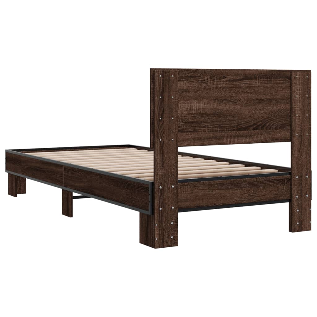 vidaXL Bed Frame without Mattress Brown Oak 90x200 cm