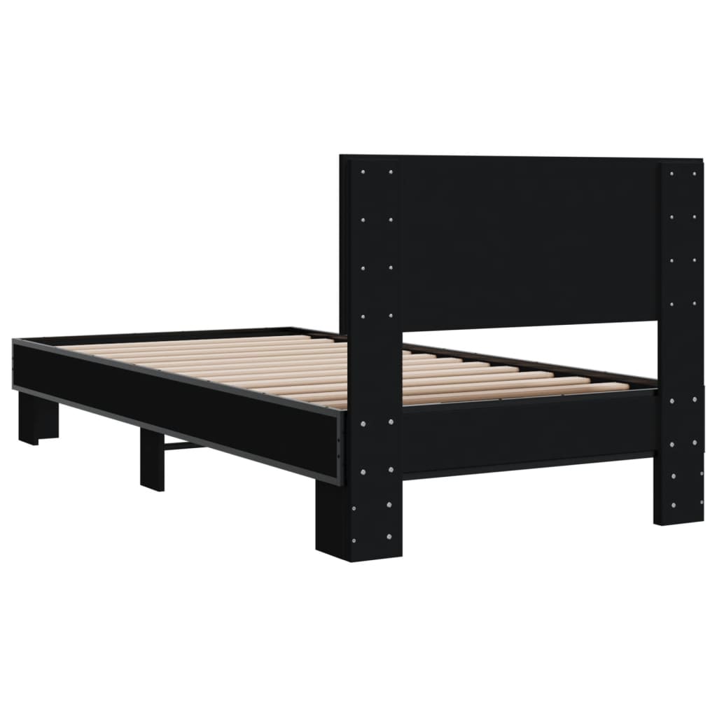 vidaXL Bed Frame without Mattress Black 75x190 cm Small Single