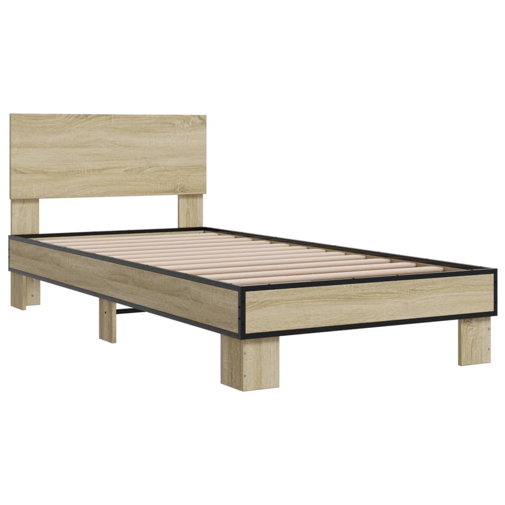 vidaXL Bed Frame without Mattress Sonoma Oak 75x190 cm Small Single