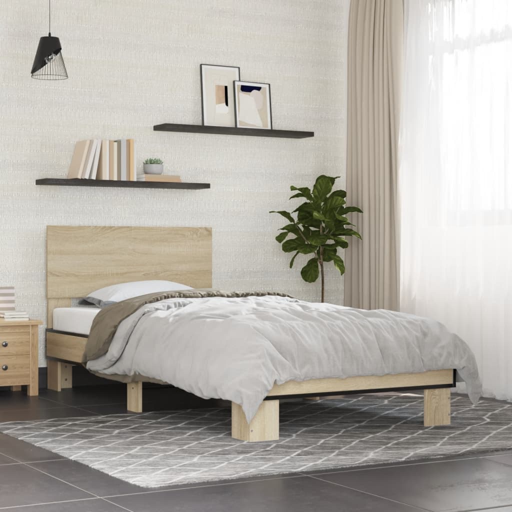 vidaXL Bed Frame without Mattress Sonoma Oak 75x190 cm Small Single