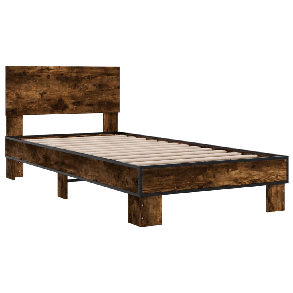 vidaXL Bed Frame without Mattress Smoked Oak 75x190 cm Small Single