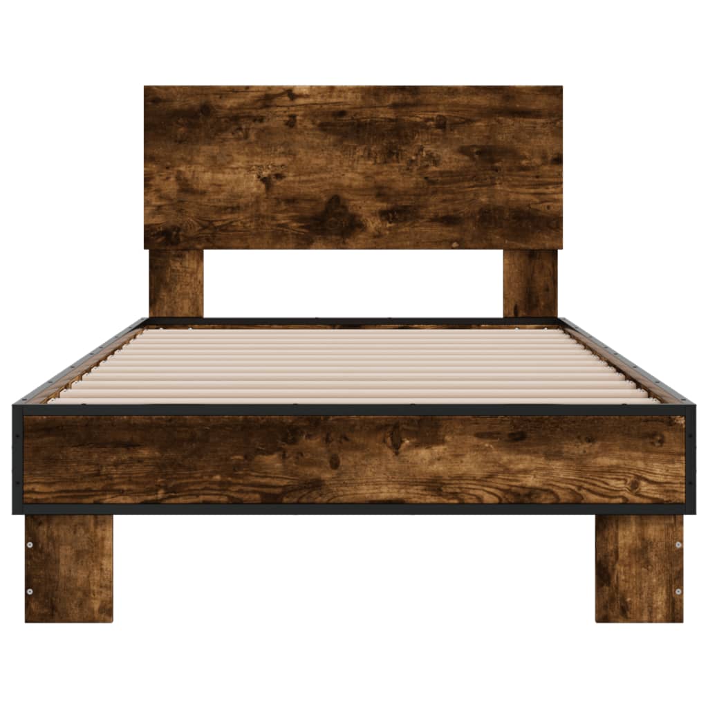 vidaXL Bed Frame without Mattress Smoked Oak 75x190 cm Small Single