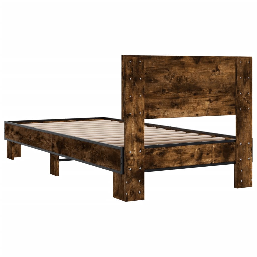 vidaXL Bed Frame without Mattress Smoked Oak 75x190 cm Small Single