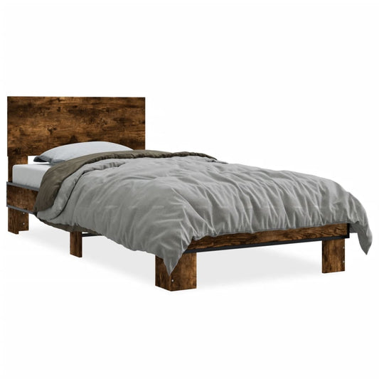 vidaXL Bed Frame without Mattress Smoked Oak 75x190 cm Small Single