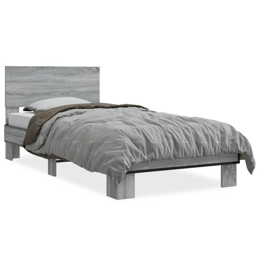 vidaXL Bed Frame without Mattress Grey Sonoma 75x190 cm Small Single