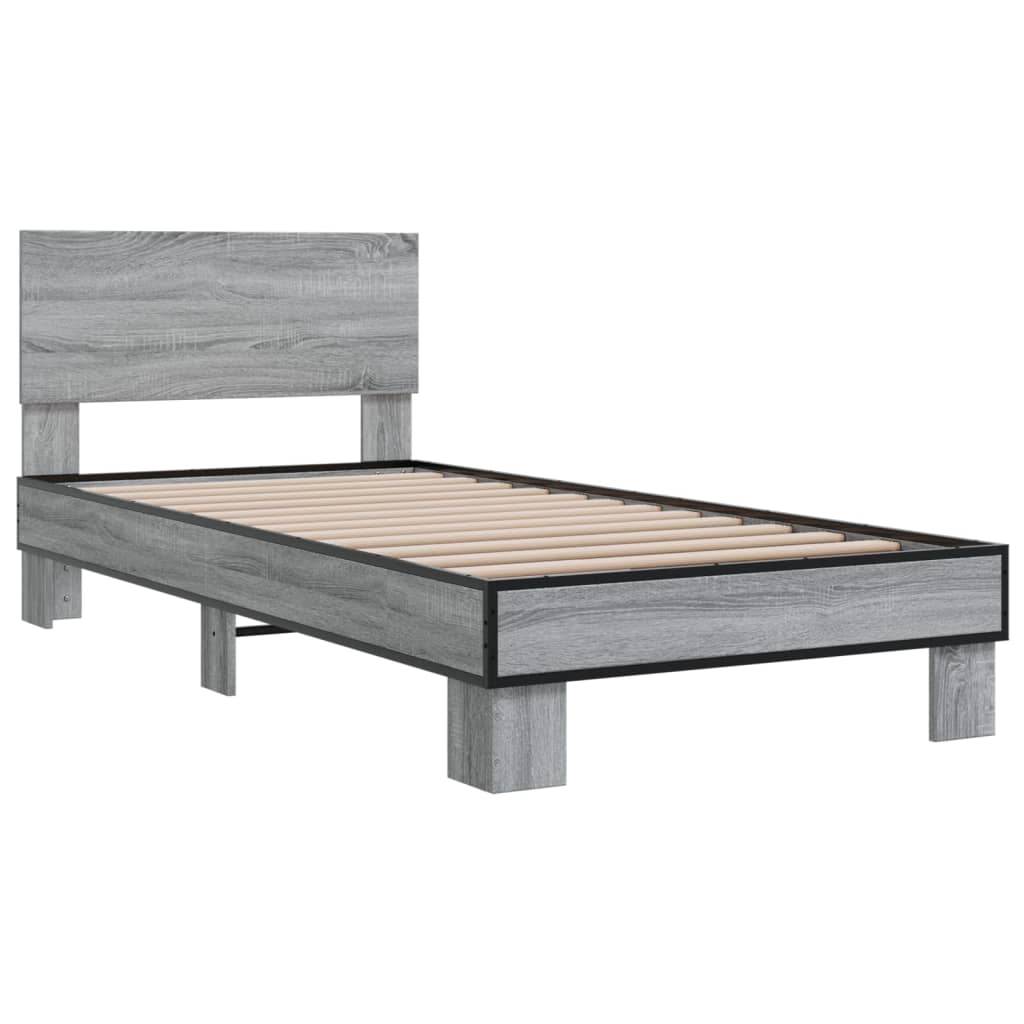 vidaXL Bed Frame without Mattress Grey Sonoma 90x190 cm Single