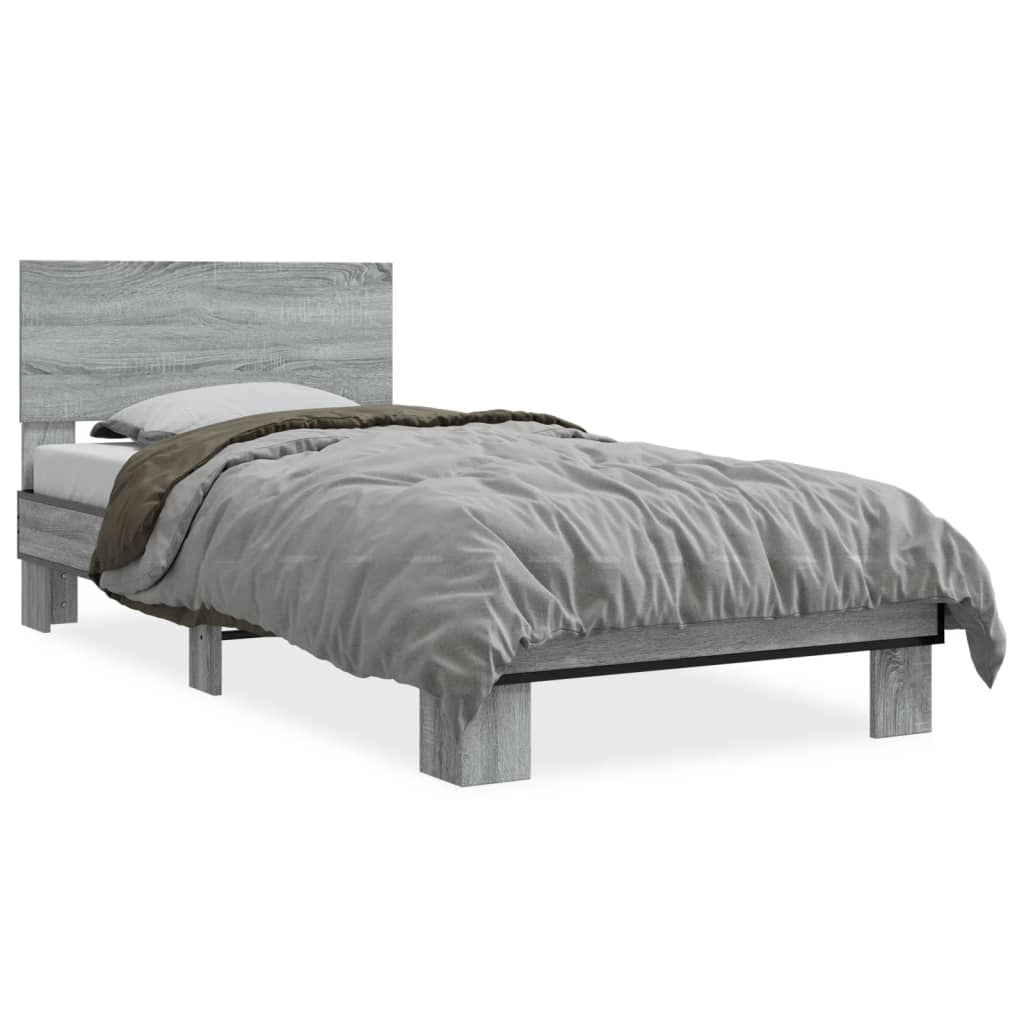 vidaXL Bed Frame without Mattress Grey Sonoma 90x190 cm Single