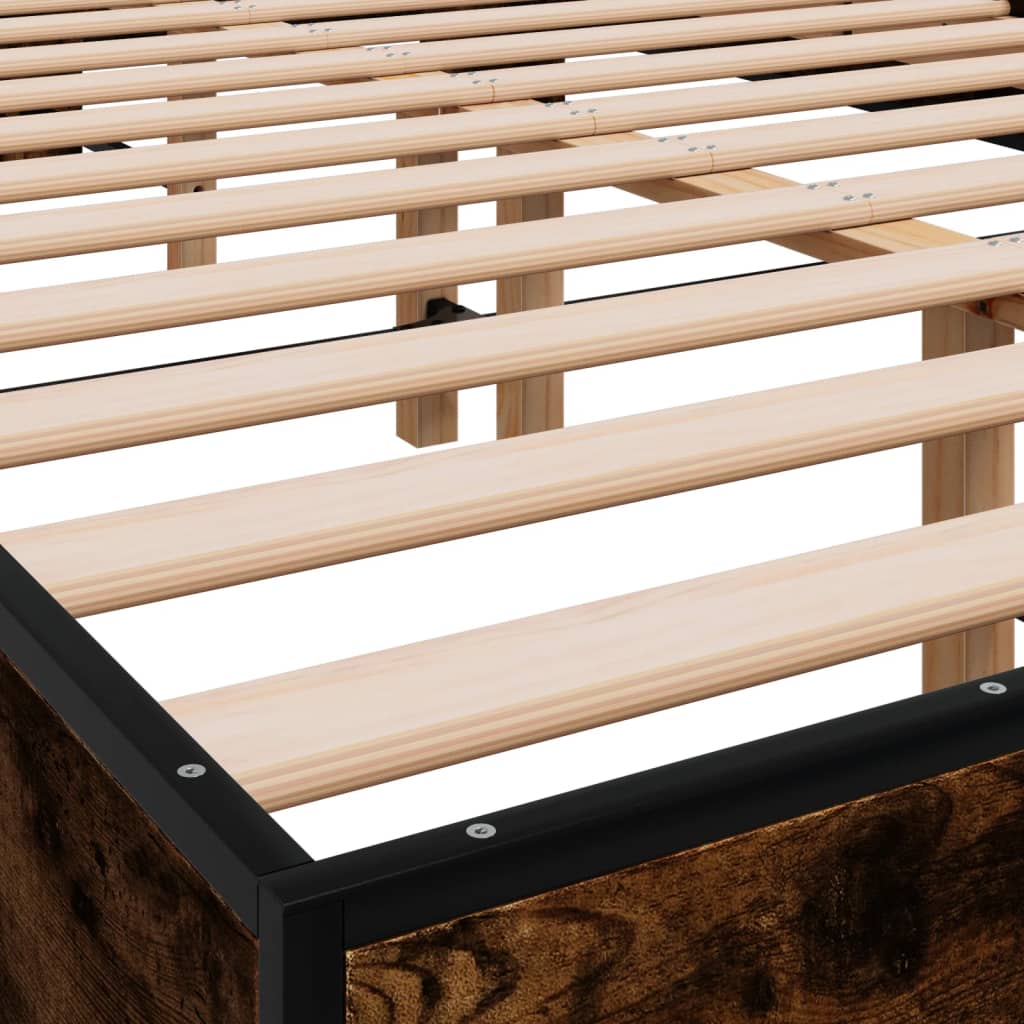 vidaXL Bed Frame without Mattress Smoked Oak 140x200 cm