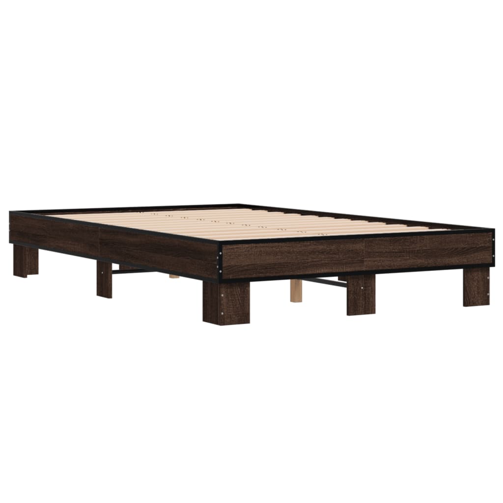 vidaXL Bed Frame without Mattress Brown Oak 140x200 cm