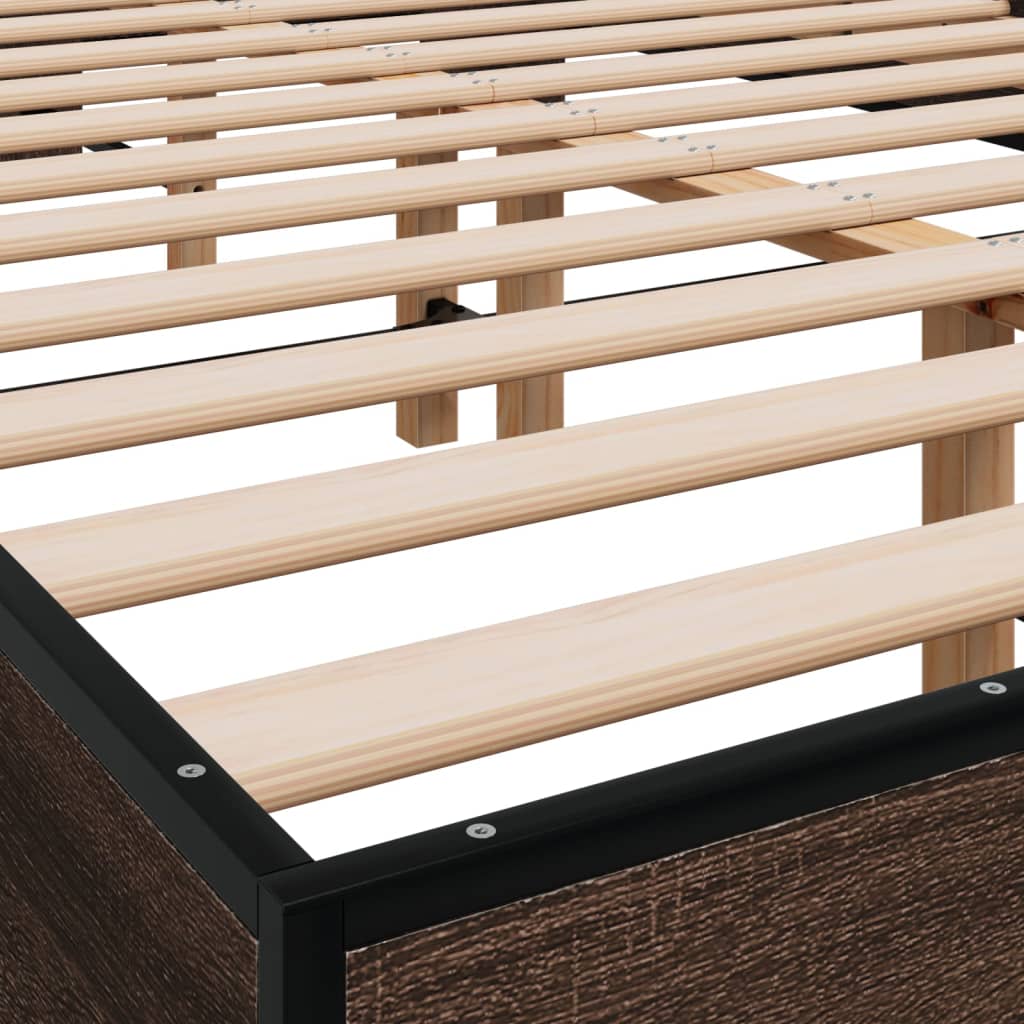 vidaXL Bed Frame without Mattress Brown Oak 140x200 cm