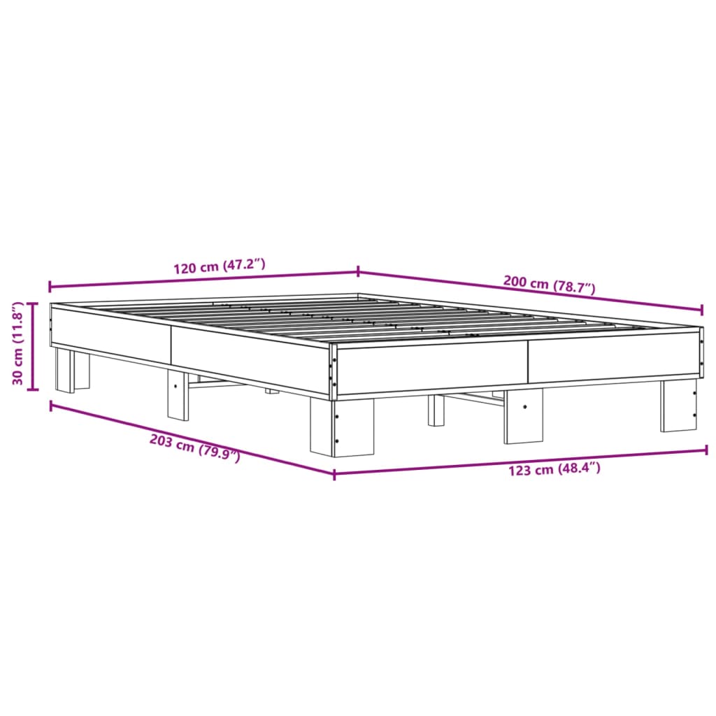 Bed Frame without Mattress Smoked Oak 120x200 cm