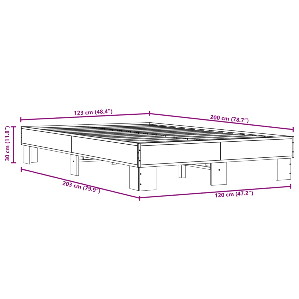 vidaXL Bed Frame without Mattress Brown Oak 120x200 cm