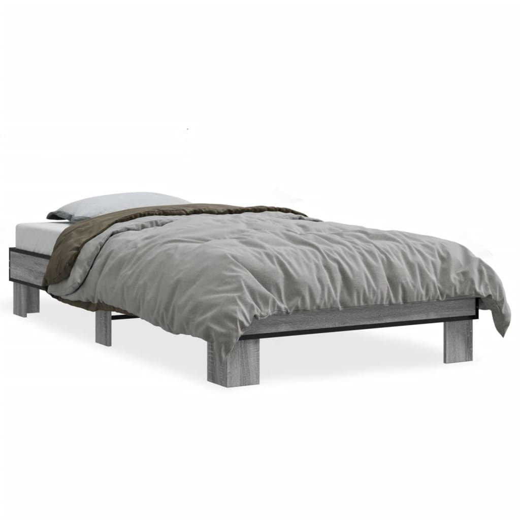 vidaXL Bed Frame without Mattress Grey Sonoma 100x200 cm