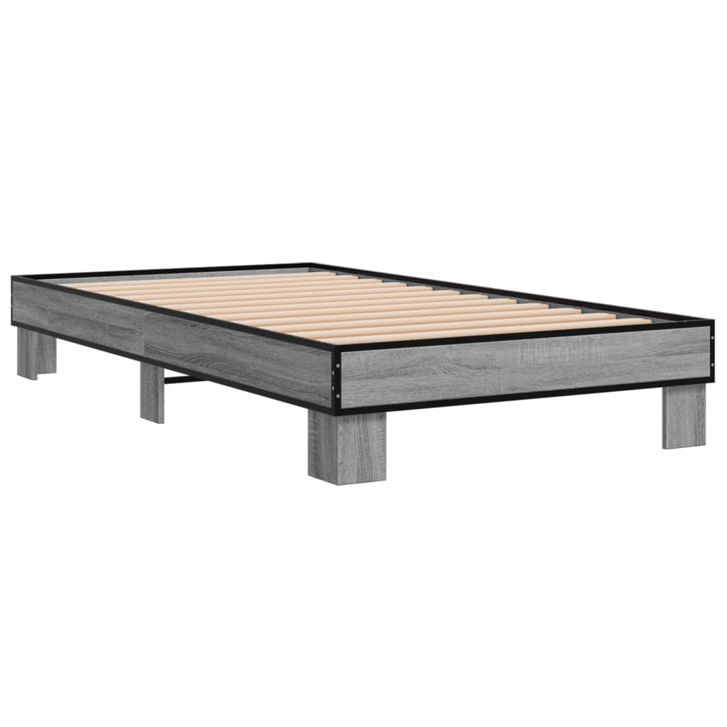 vidaXL Bed Frame without Mattress Grey Sonoma 100x200 cm