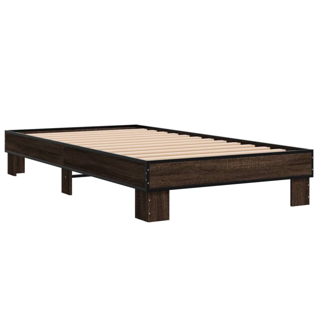 vidaXL Bed Frame without Mattress Brown Oak 100x200 cm