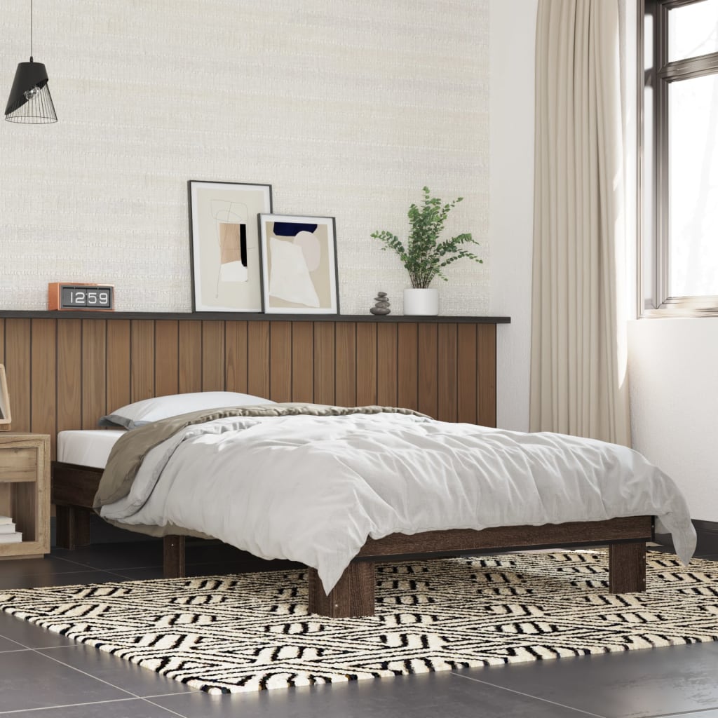 vidaXL Bed Frame without Mattress Brown Oak 100x200 cm