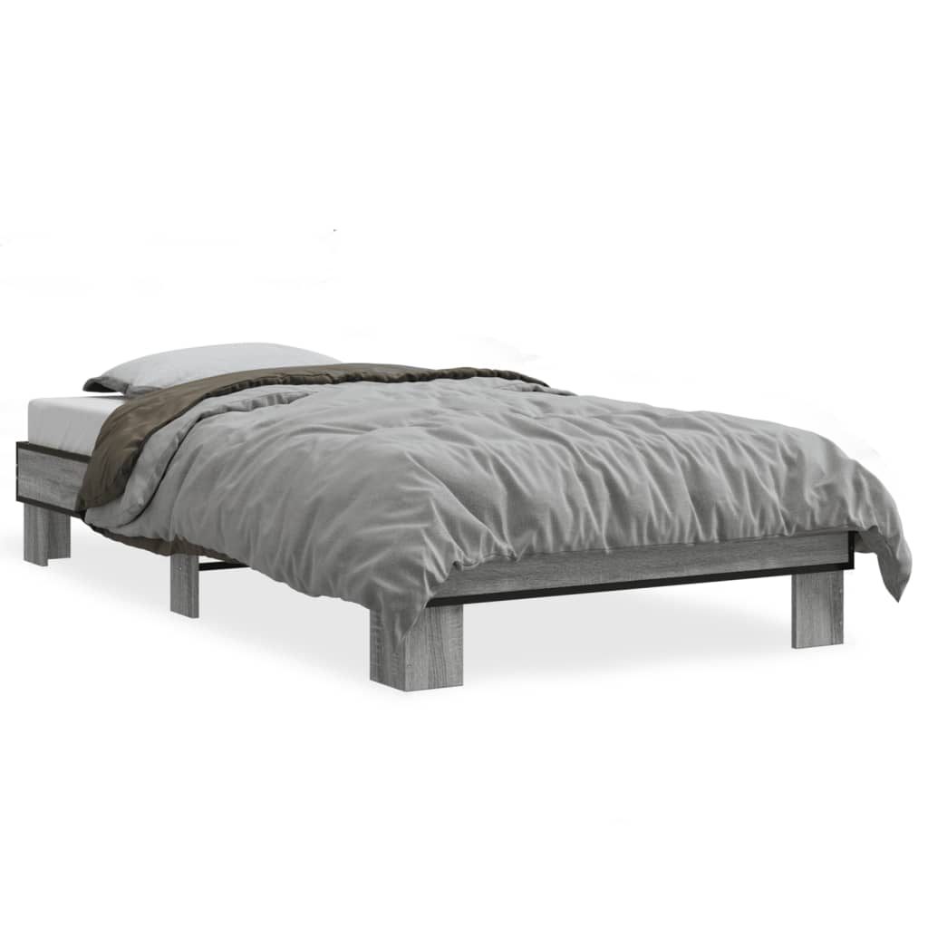 vidaXL Bed Frame without Mattress Grey Sonoma 90x200 cm