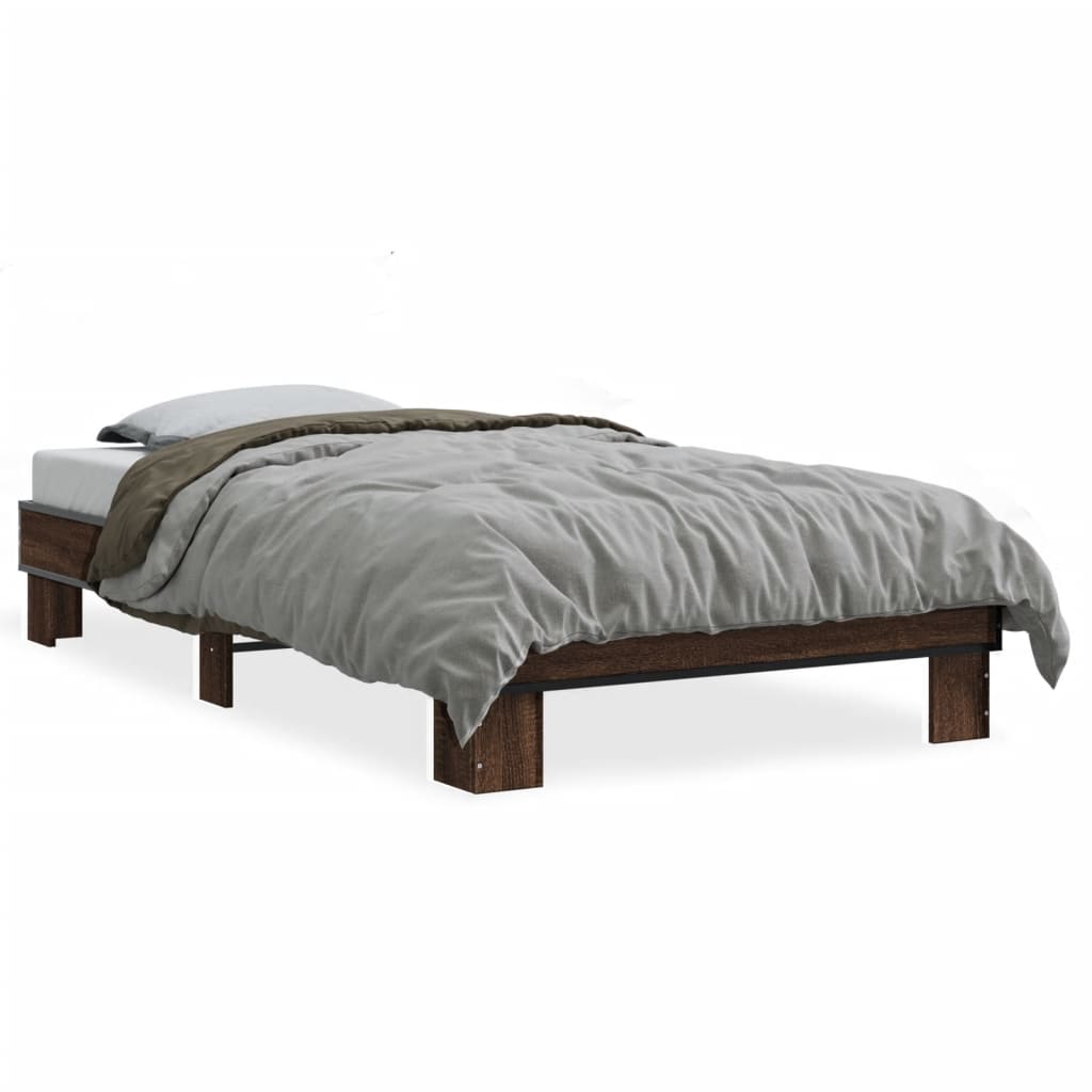 vidaXL Bed Frame without Mattress Brown Oak 90x200 cm