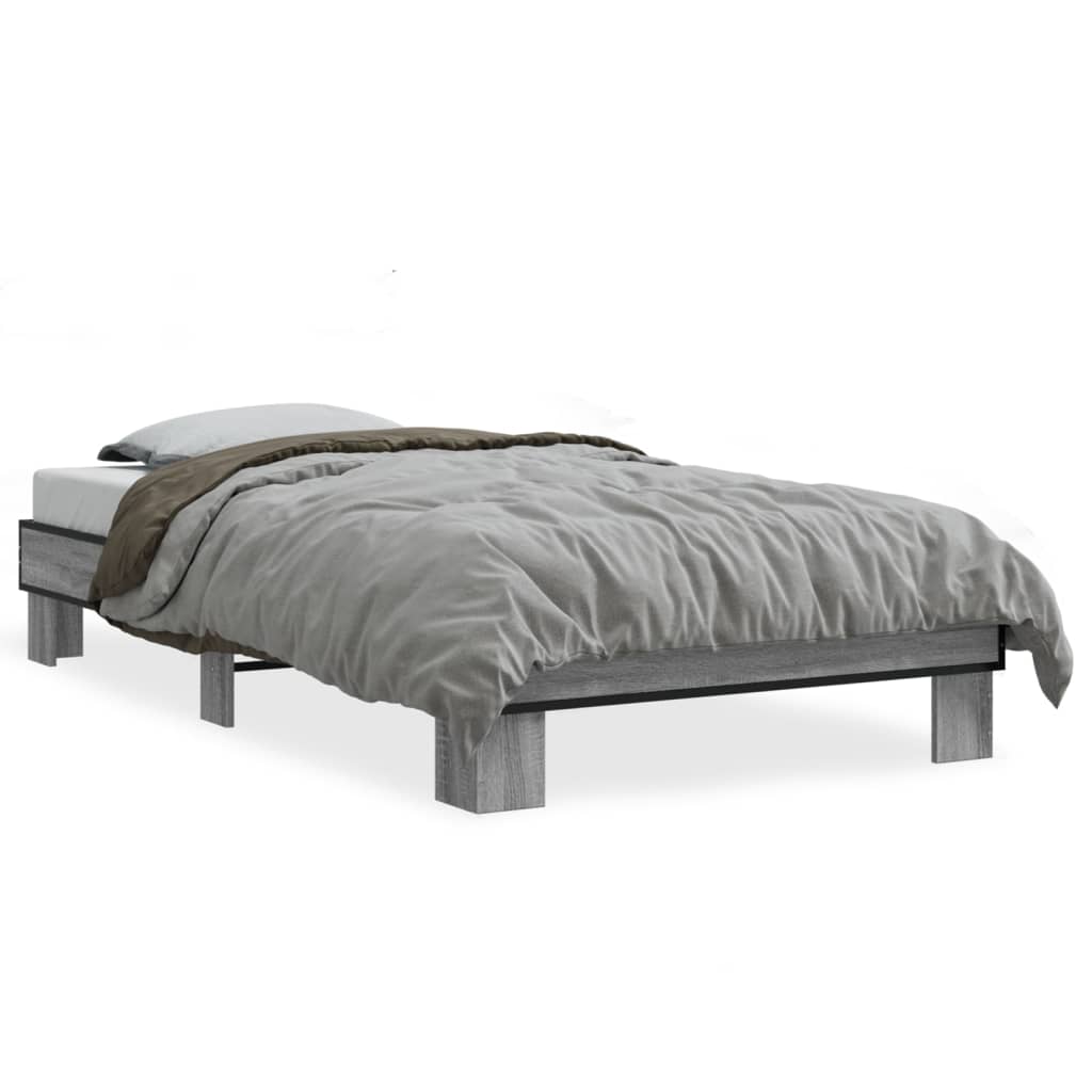 vidaXL Bed Frame without Mattress Grey Sonoma 75x190 cm Small Single