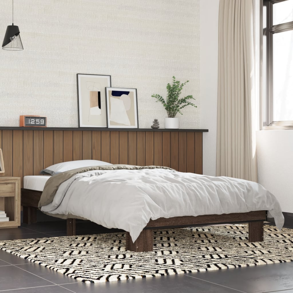 vidaXL Bed Frame without Mattress Brown Oak 90x190 cm Single