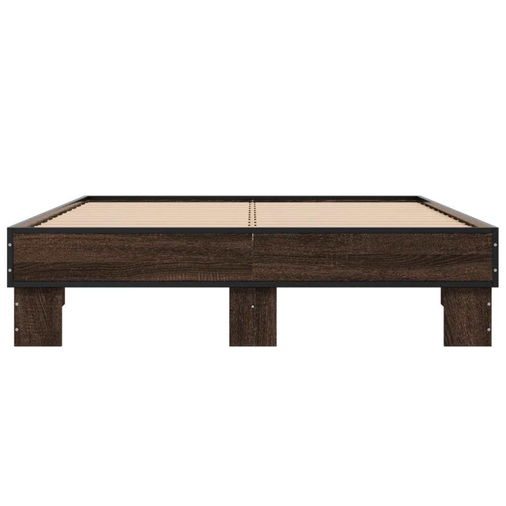 Bed Frame without Mattress Brown Oak 140x190 cm