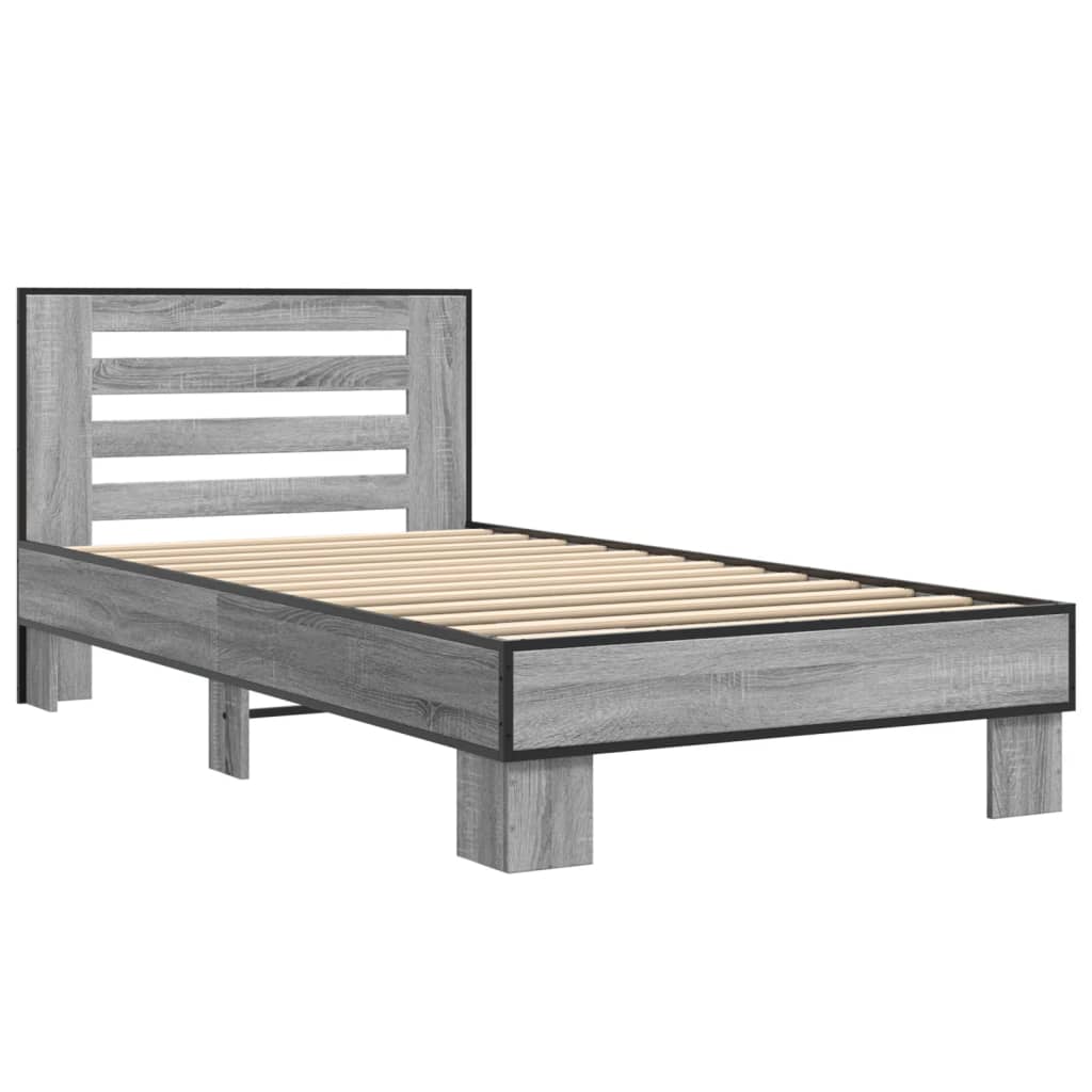 vidaXL Bed Frame without Mattress Grey Sonoma 90x190 cm Single