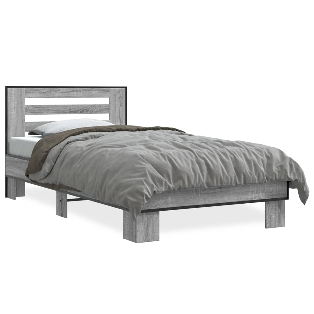 vidaXL Bed Frame without Mattress Grey Sonoma 90x190 cm Single