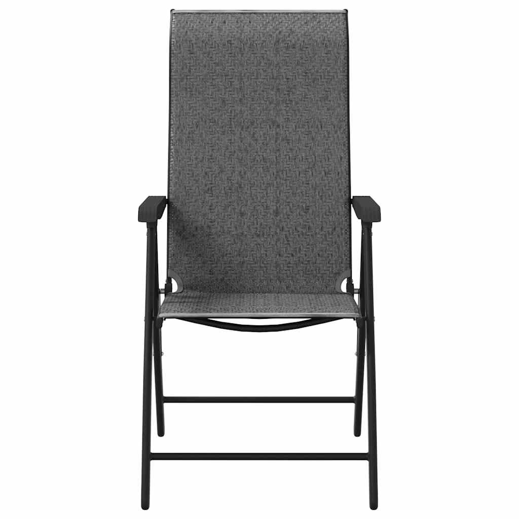 Folding Garden Chairs 4 pcs Grey Poly Rattan