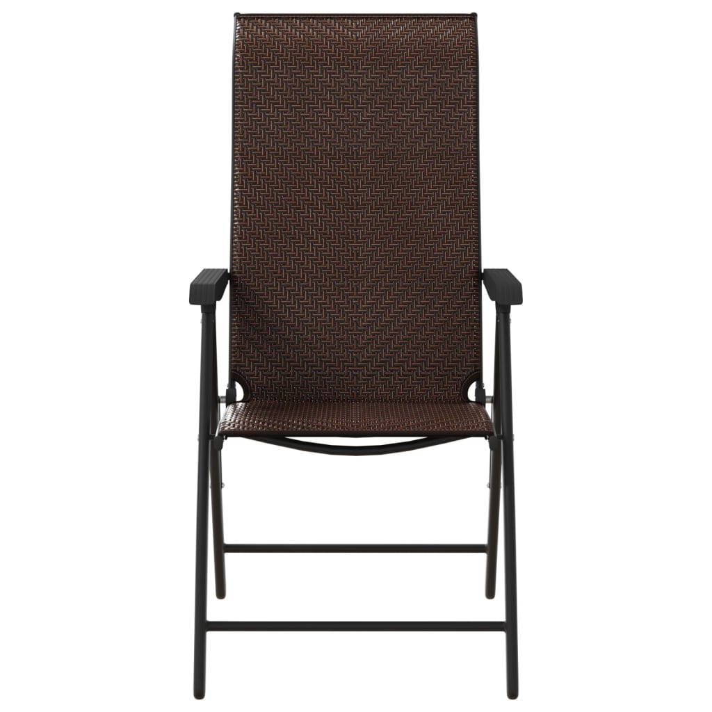 vidaXL Folding Garden Chairs 8 pcs Brown Poly Rattan