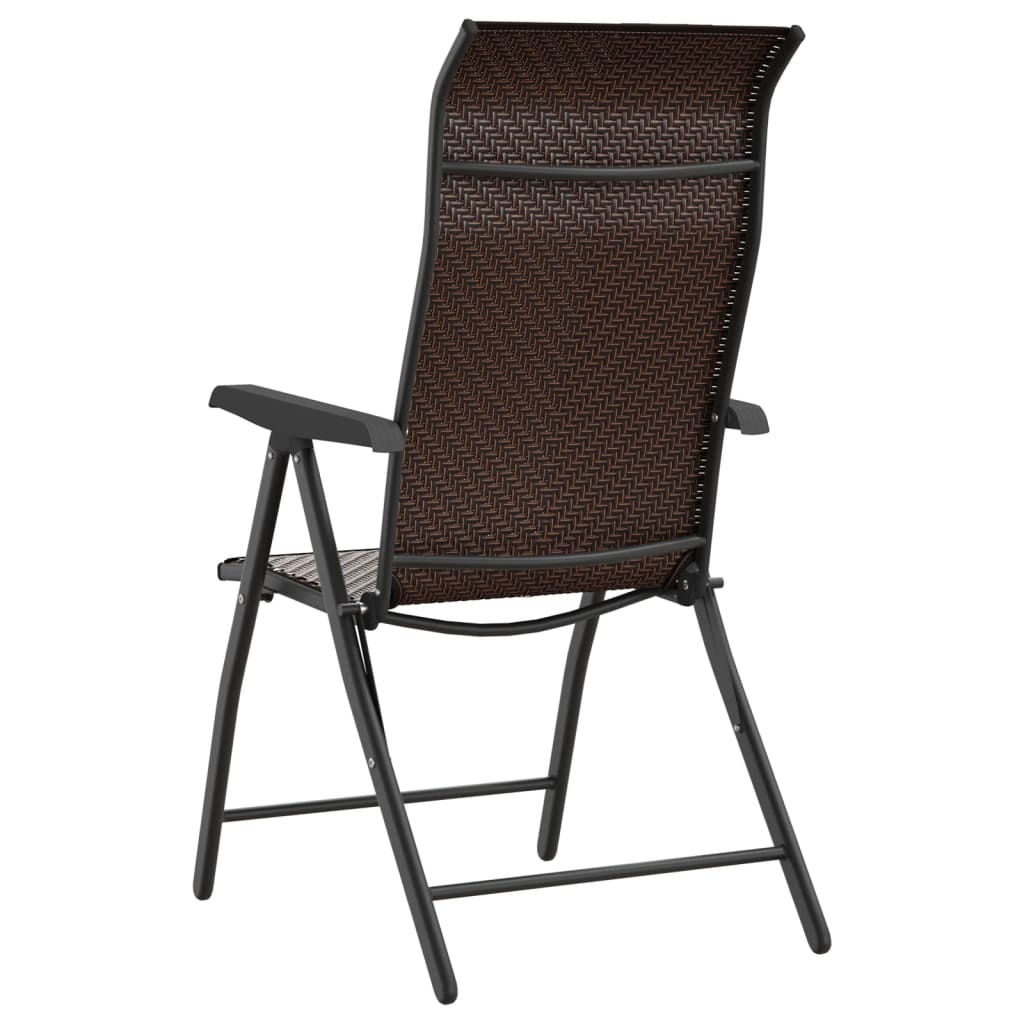 vidaXL Folding Garden Chairs 8 pcs Brown Poly Rattan