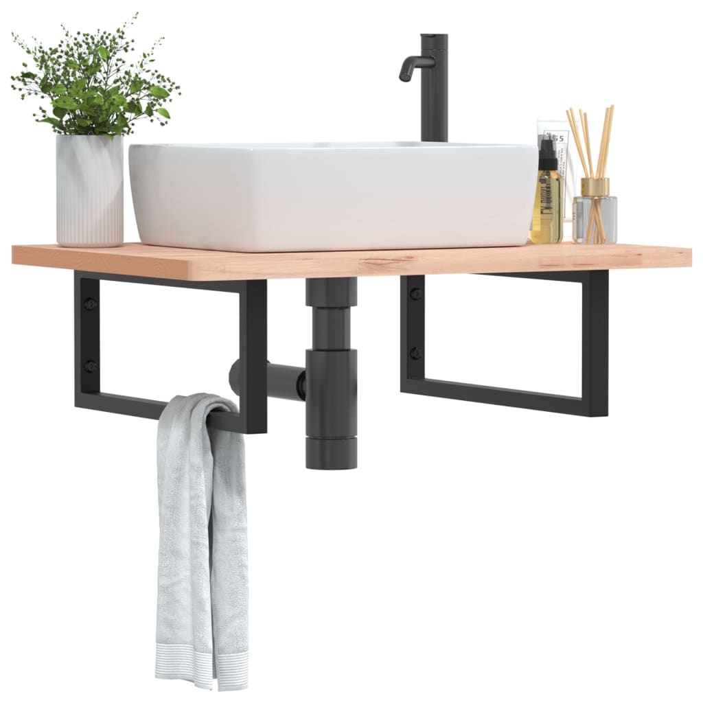 Shelf Brackets for Washbasin 2 pcs Black Rectangular Steel