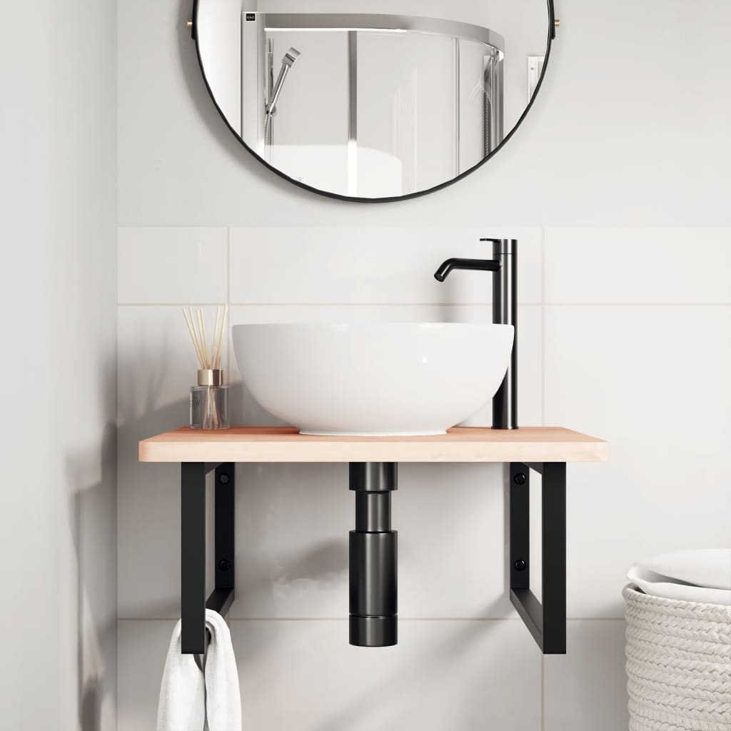 Shelf Brackets for Washbasin 2 pcs Black Rectangular Steel