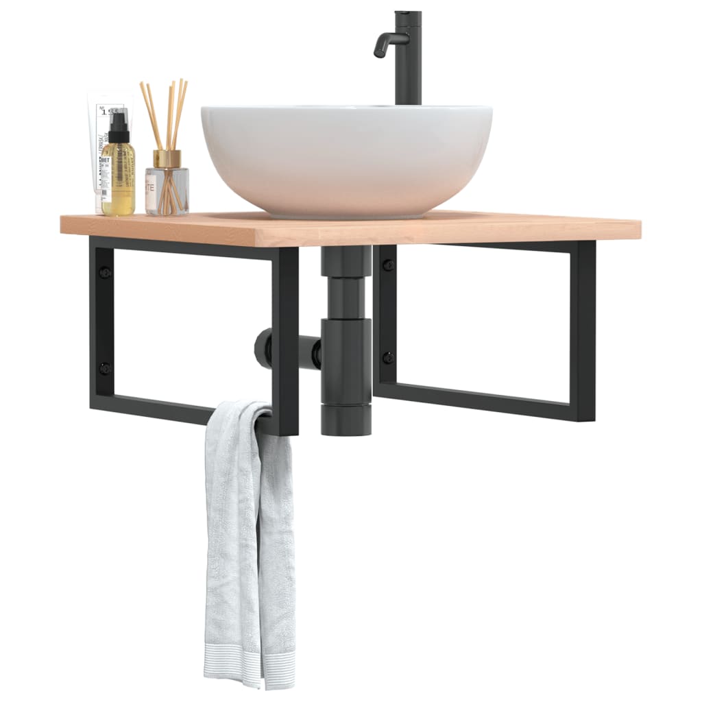 Shelf Brackets for Washbasin 2 pcs Black Rectangular Steel