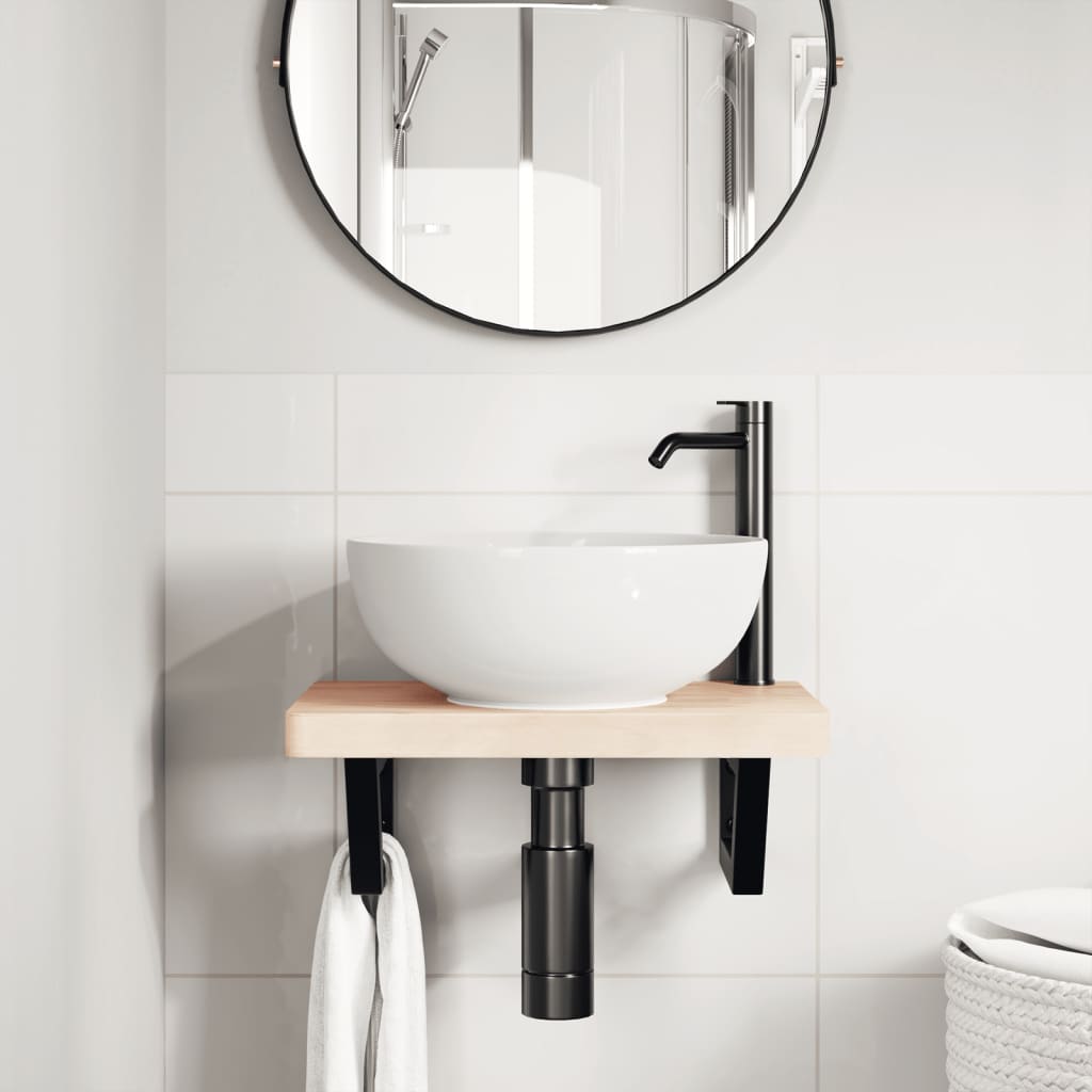 Shelf Brackets for Washbasin 2 pcs Black Trapezium Steel