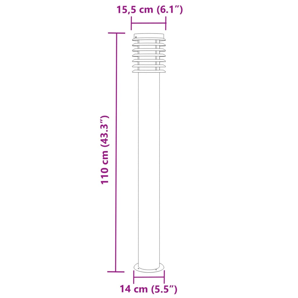 Outdoor Floor Lamp Silver 110cm Stainless Steel