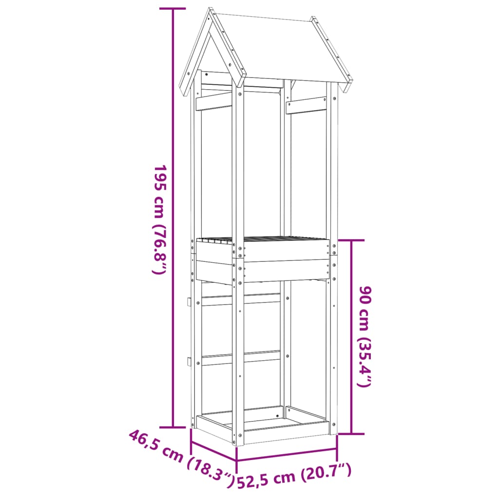 vidaXL Play Tower 52.5x46.5x195 cm Impregnated Wood Pine