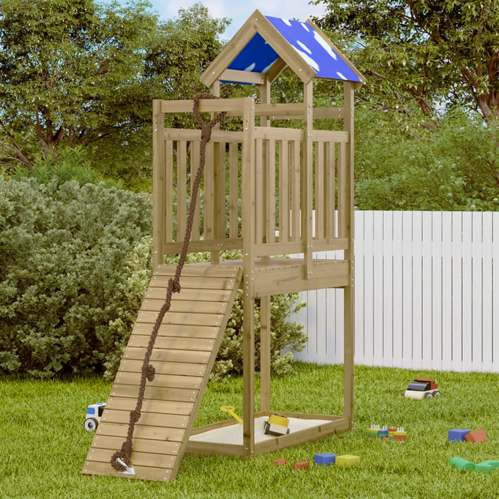 vidaXL Play Tower 110.5x52.5x215 cm Impregnated Wood Pine