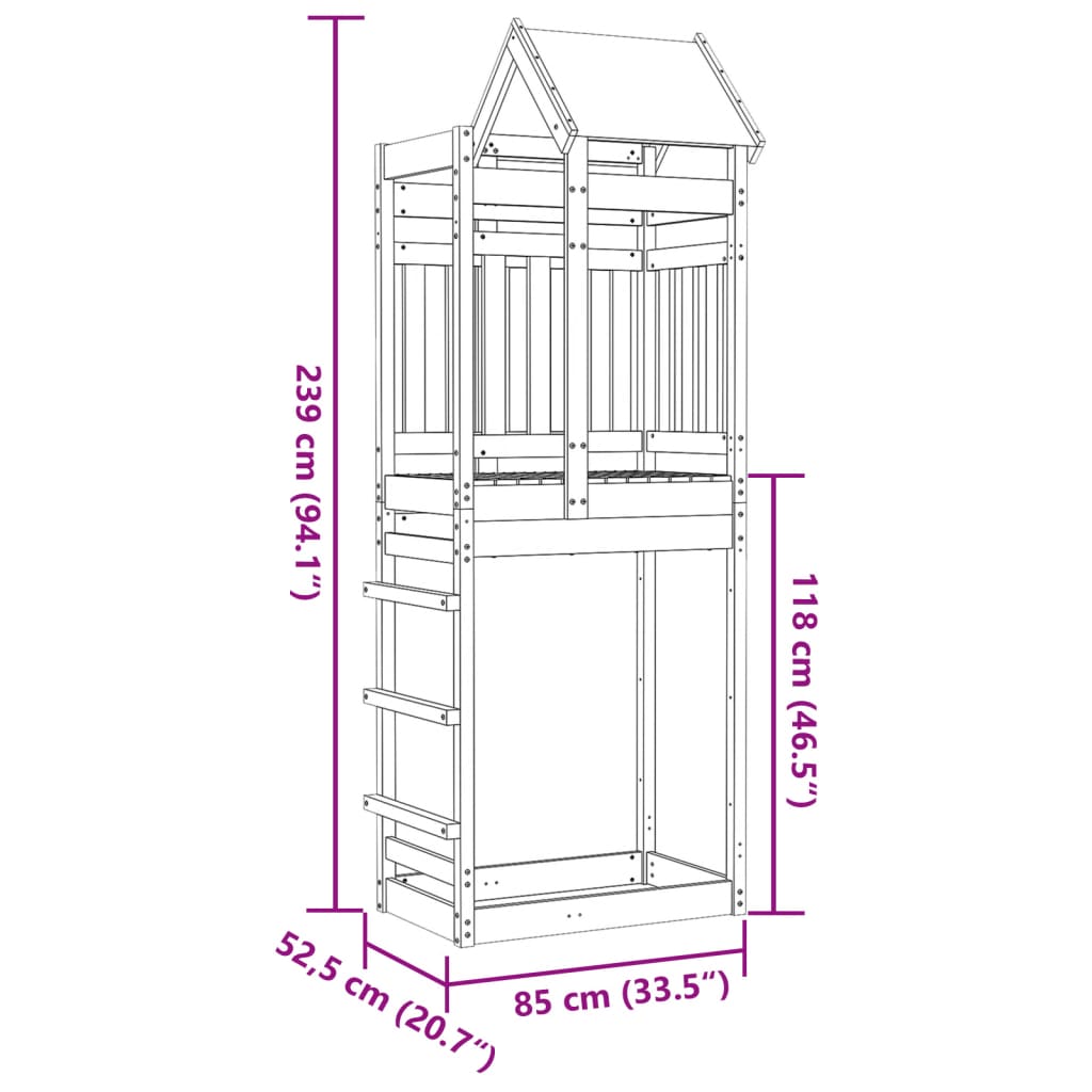 vidaXL Play Tower 85x52.5x239 cm Solid Wood Douglas Fir