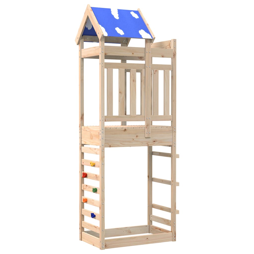 vidaXL Play Tower with Rockwall 85x52.5x239 cm Solid Wood Pine