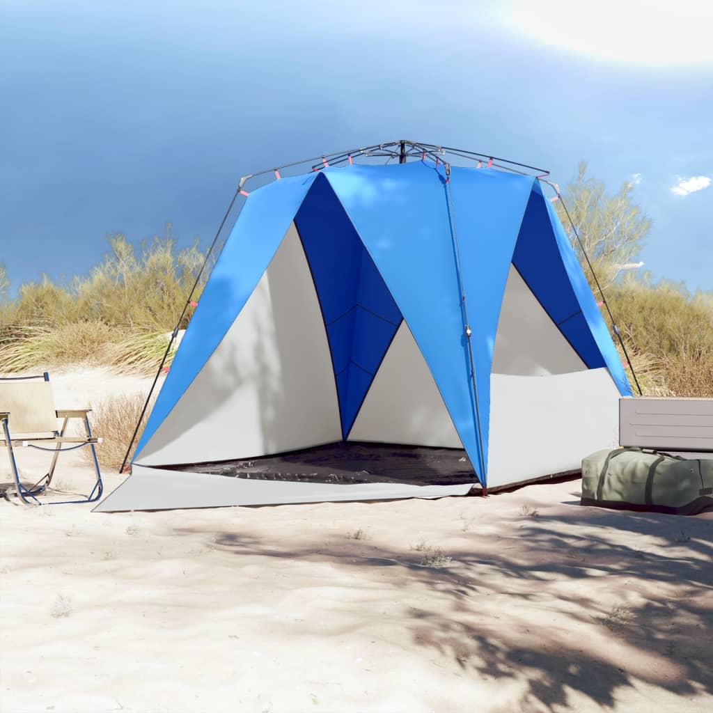 vidaXL Beach Tent 4-Person Azure Blue Quick Release Waterproof