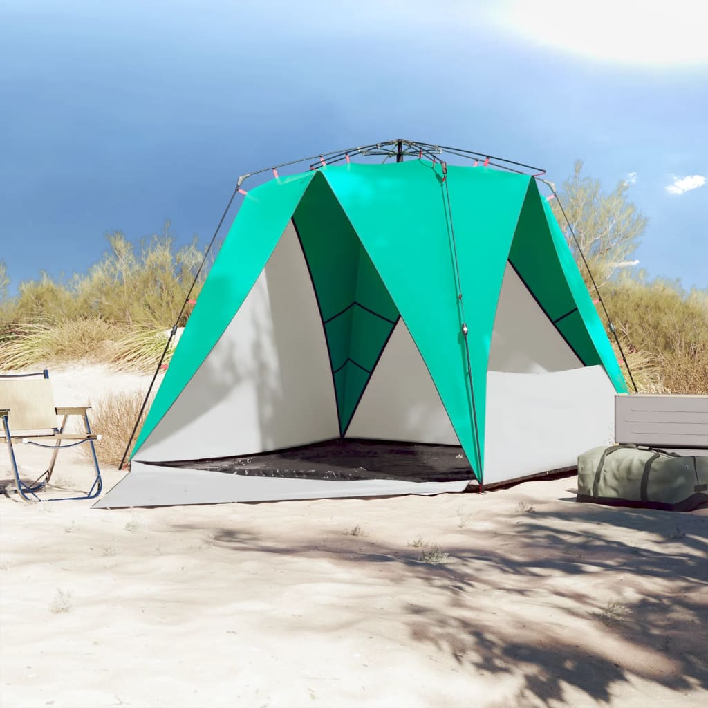 vidaXL Beach Tent 4-Person Sea Green Quick Release Waterproof