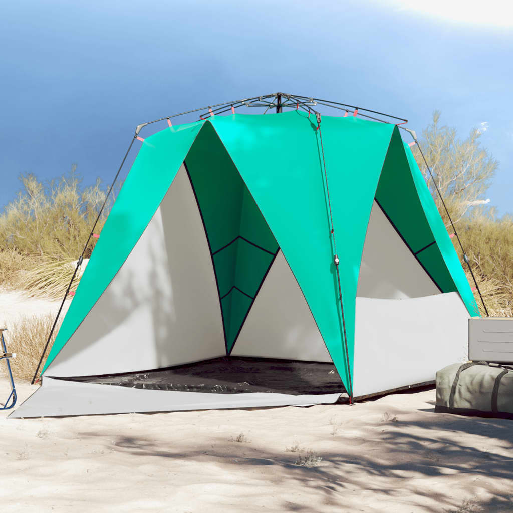 vidaXL Beach Tent 4-Person Sea Green Quick Release Waterproof