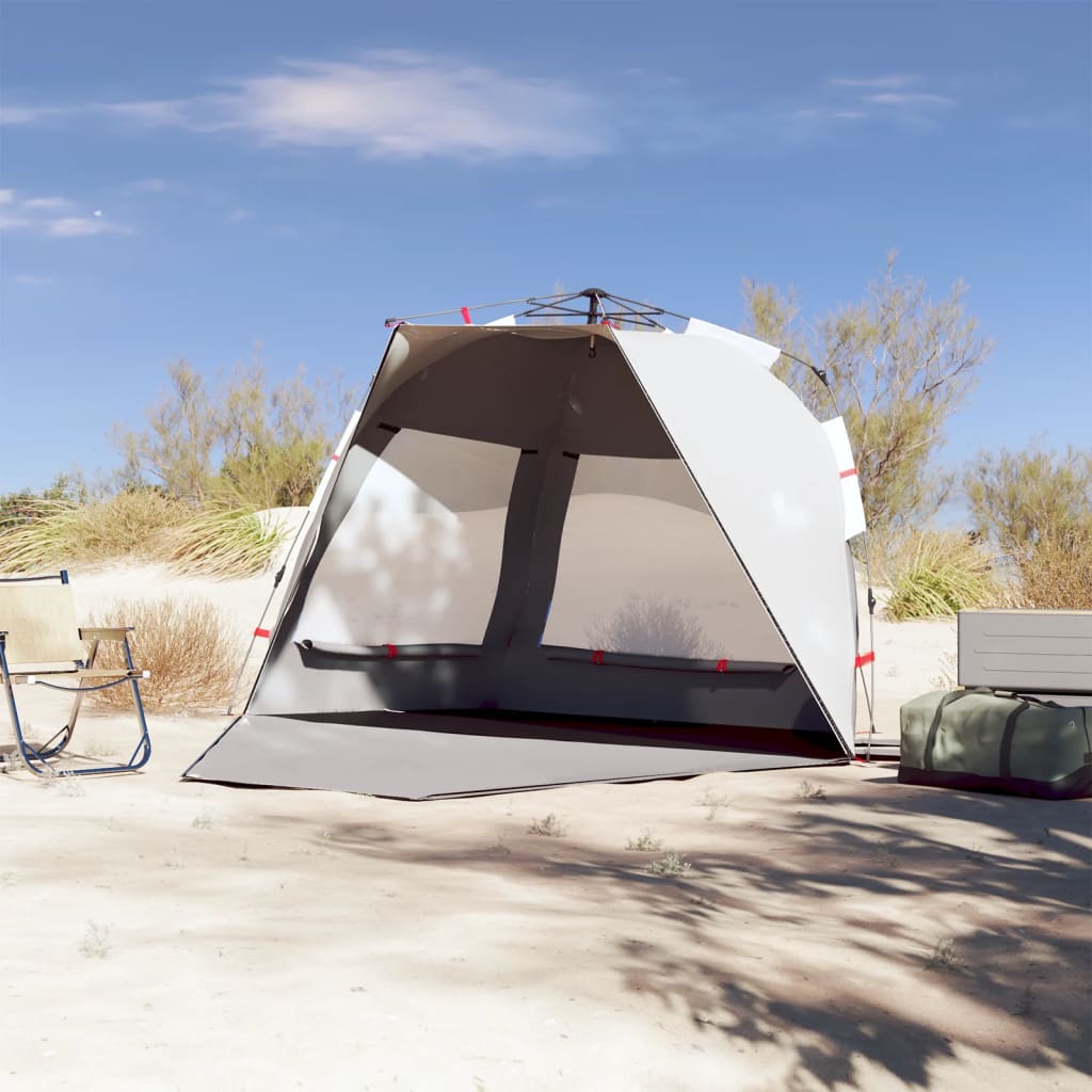 vidaXL Beach Tent 3-Person Grey Quick Release Waterproof