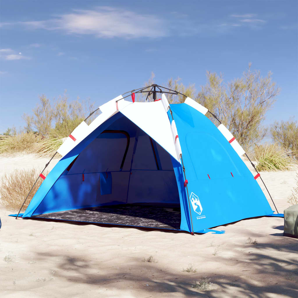 vidaXL Beach Tent 3-Person Azure Blue Quick Release Waterproof