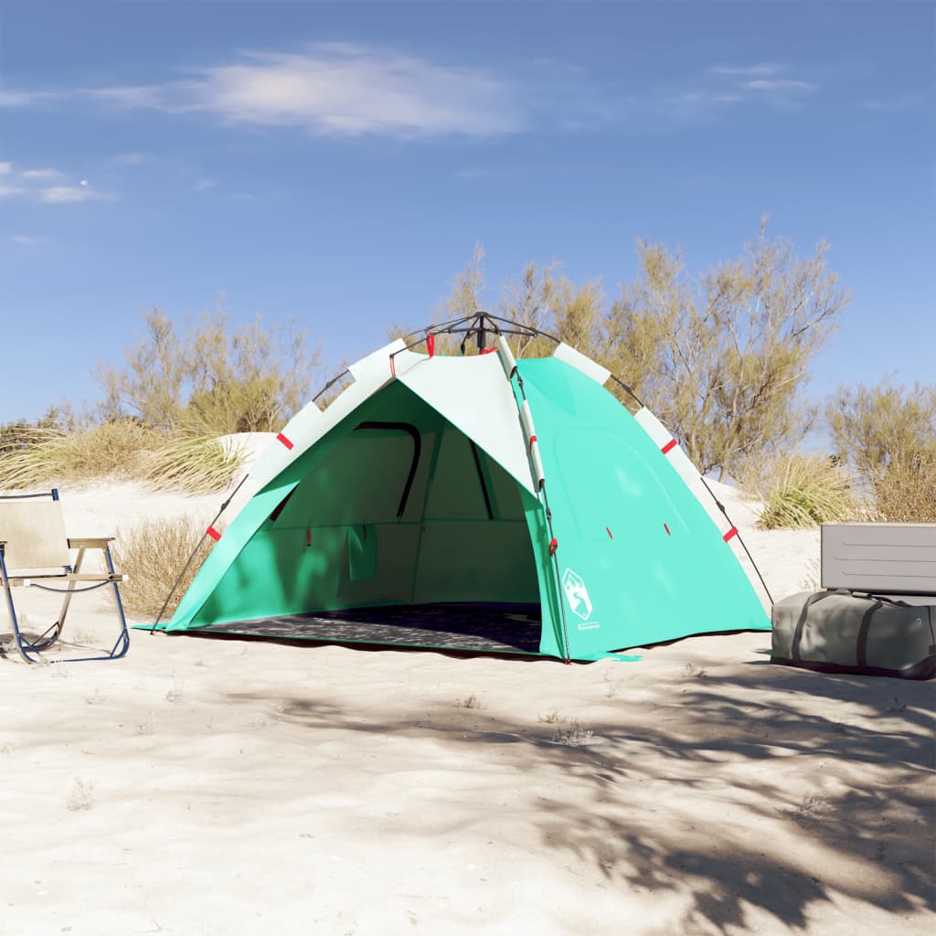 vidaXL Beach Tent 3-Person Sea Green Quick Release Waterproof