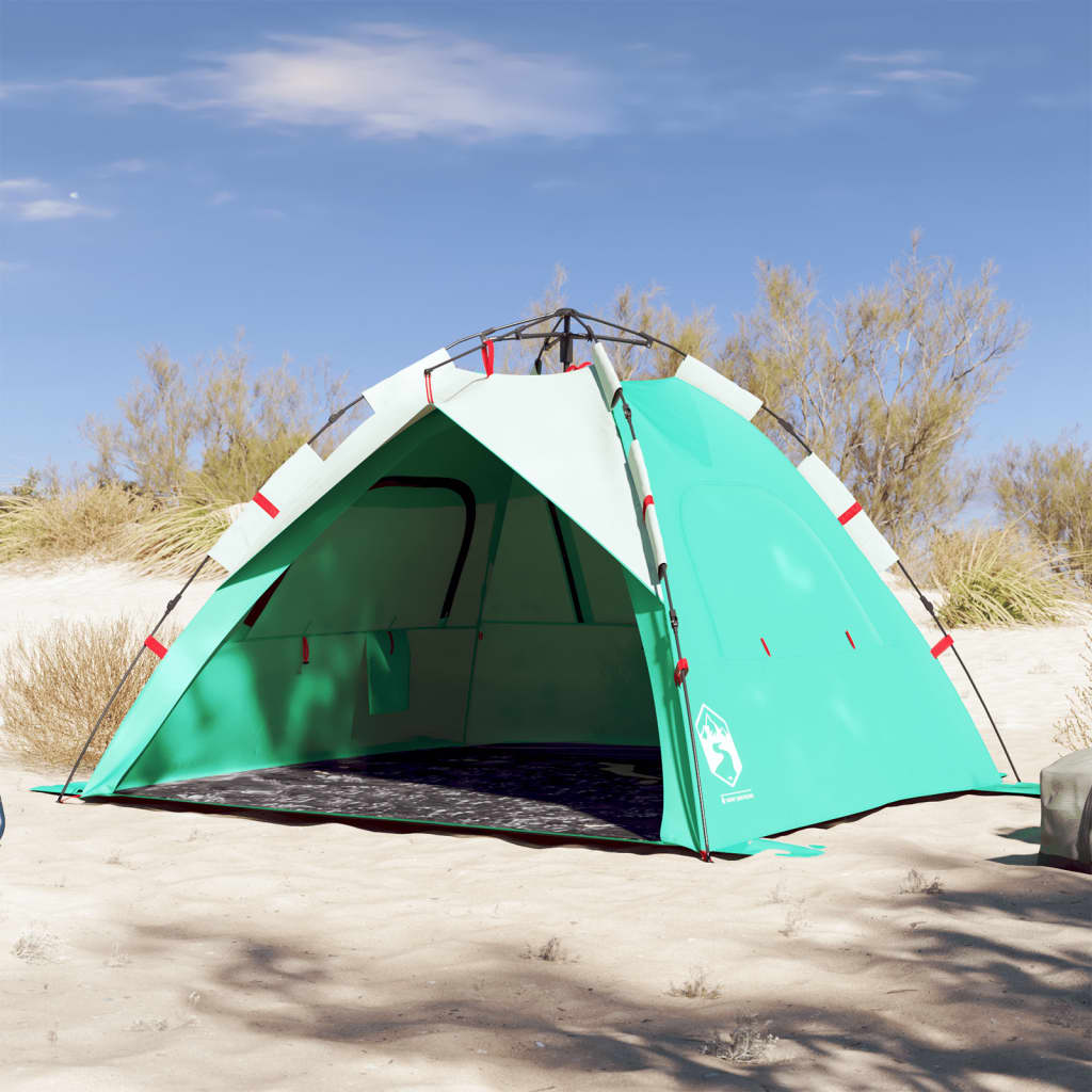 vidaXL Beach Tent 3-Person Sea Green Quick Release Waterproof