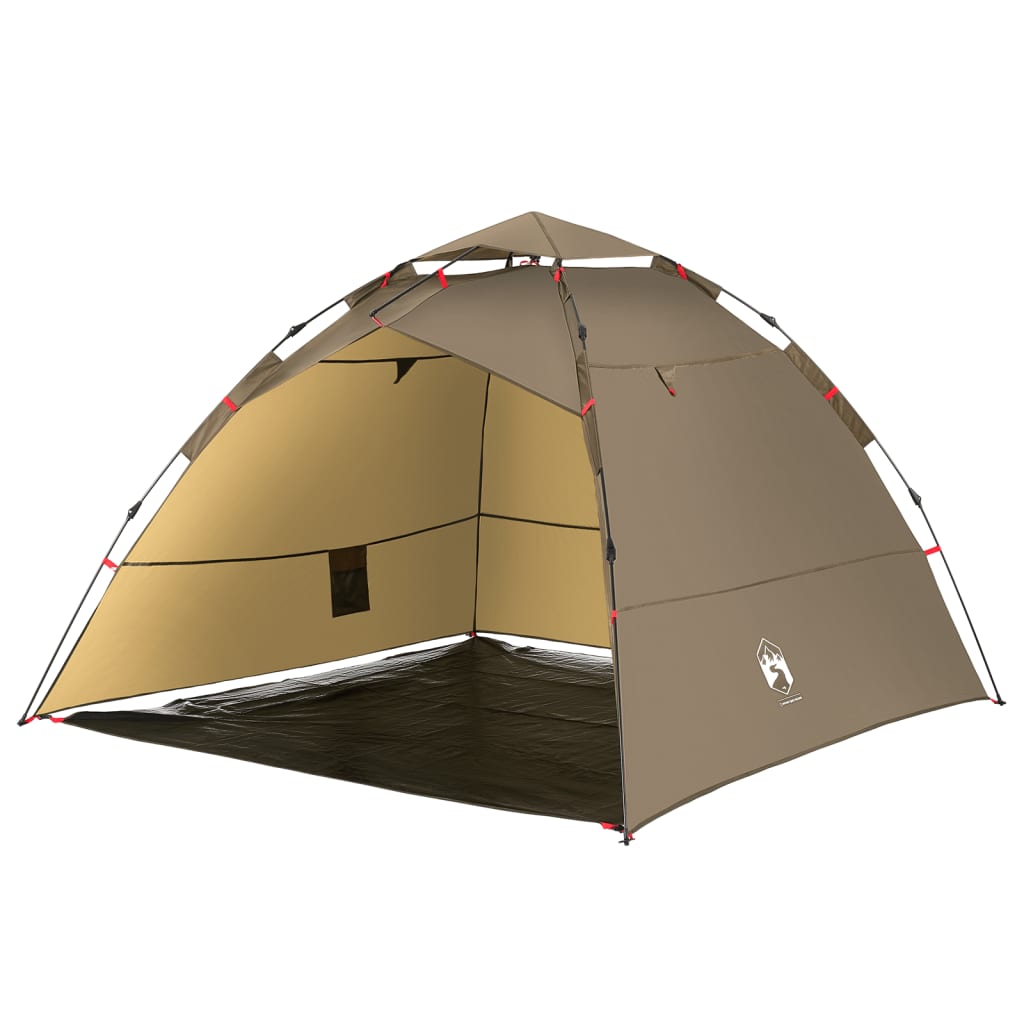 vidaXL Fishing Tent 4-Person Brown Quick Release