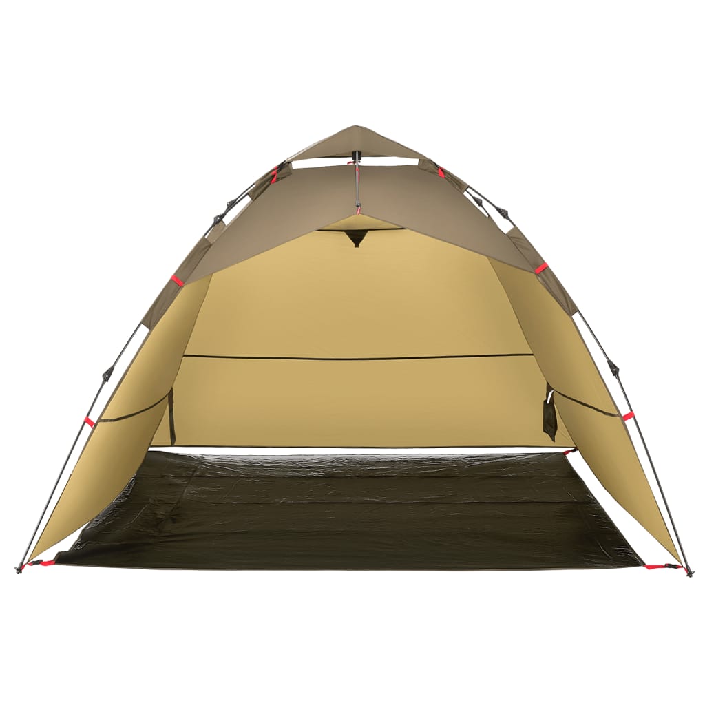 vidaXL Fishing Tent 4-Person Brown Quick Release